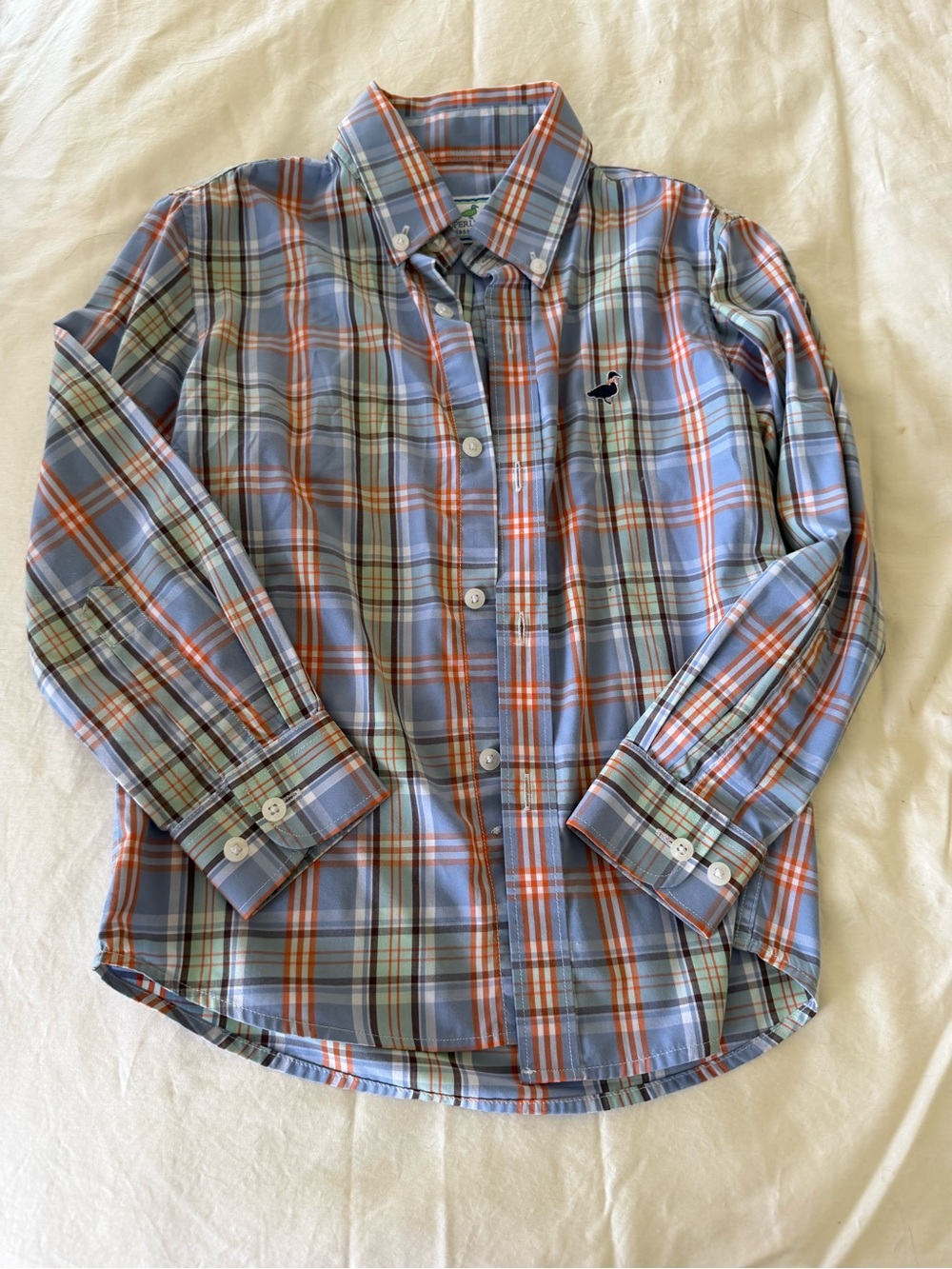 Properly Tied Classic Fit Plaid Button-Up Shirt - Blue, Orange, Mint